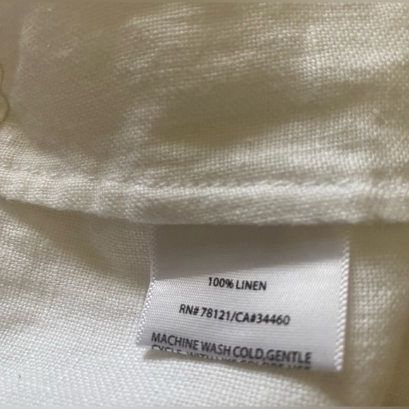 Eileen Fisher 100% LINEN Crops Straight Leg White Crop XS S Roll Tab Legs - Picture 5 of 6